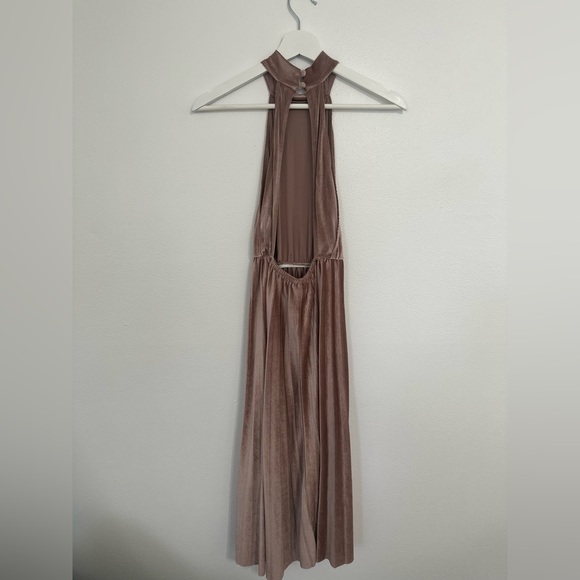 ASOS high neck, pleated Champaign pink formal midi dress, size 0. - Picture 2 of 3